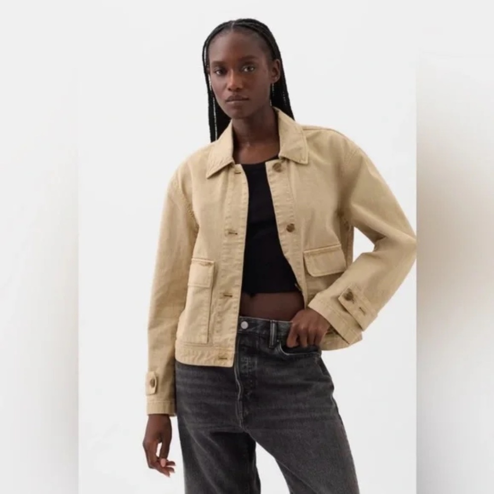 GAP Tan Utility Button Up Jacket, Size PS